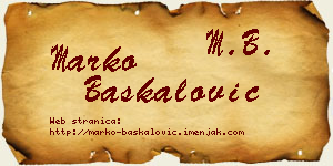 Marko Baškalović vizit kartica